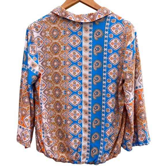 Cato Cropped Wrap Top Womens Medium Blouse 3/4 Sleeve Boho Balletcore Retro - Picture 2 of 10